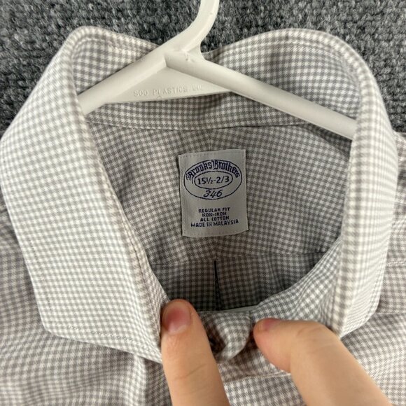 Brooks Brothers Gray 15.5 2/3 Non-Iron Check Cotton Button Up Shirt Men Adult - Picture 8 of 15
